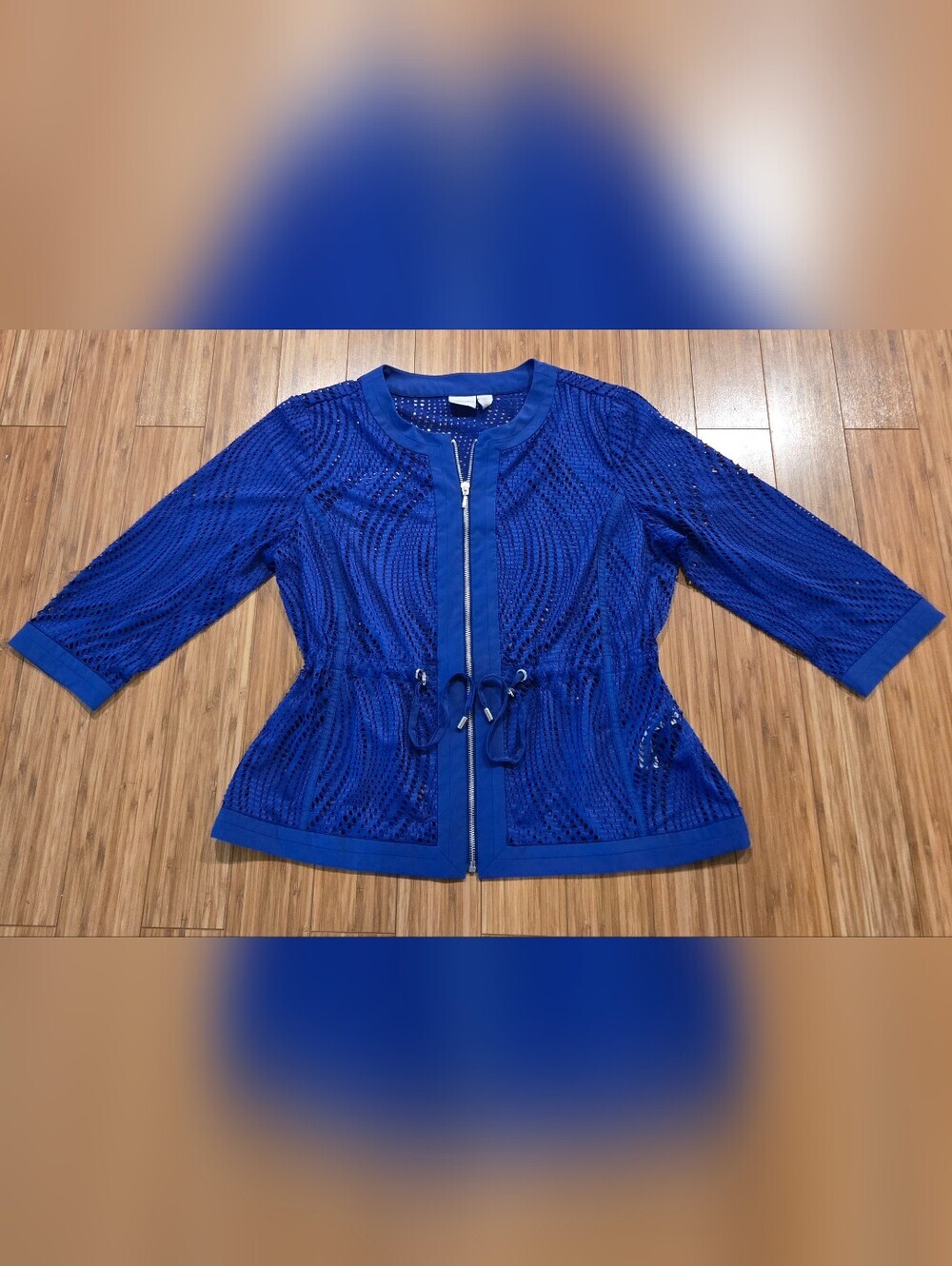Chicos Blue Zip-Front Jacket